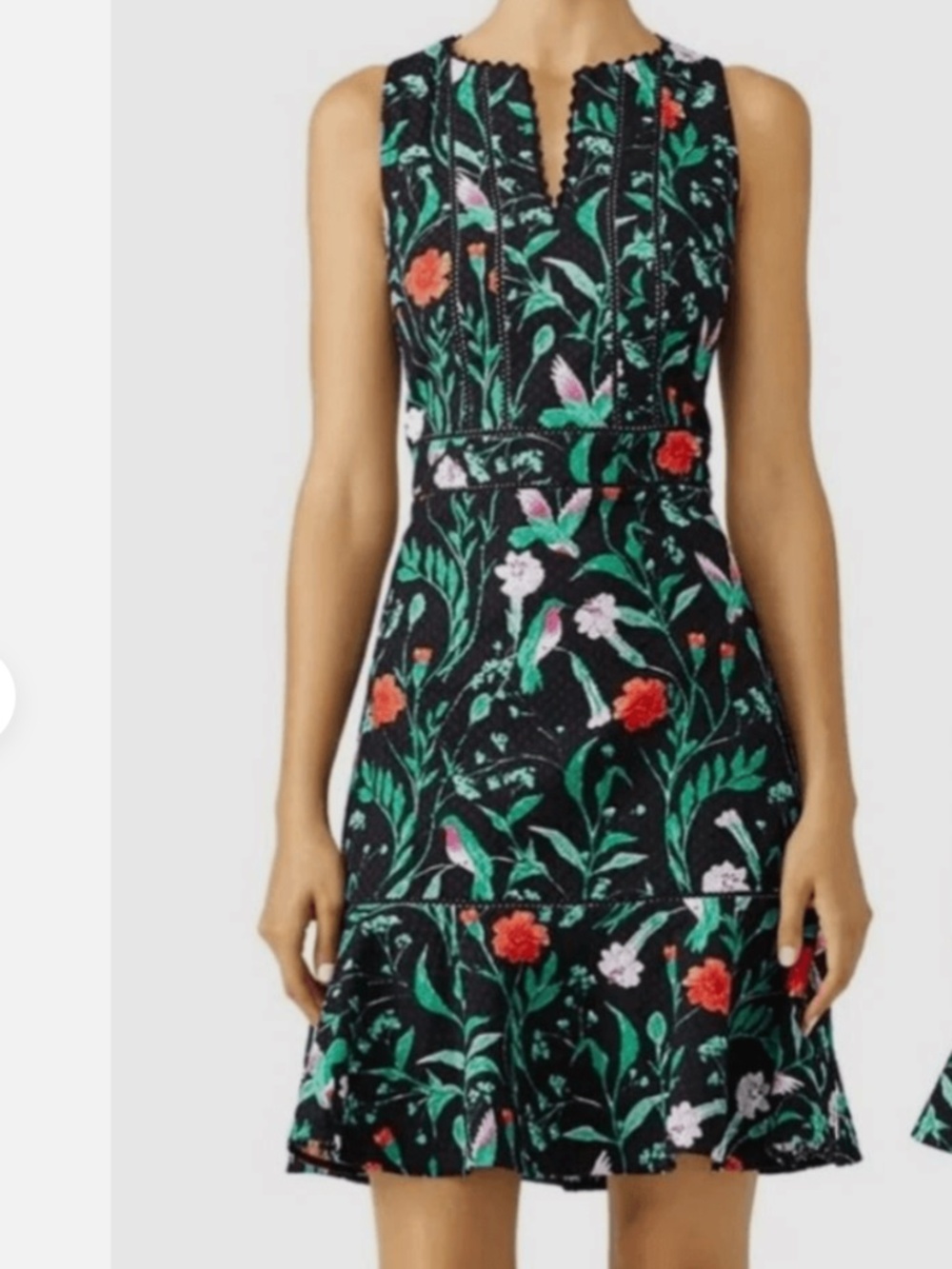 Kate Spade Jardin Tile Floral Hummingbird Sleeveless Dress 2